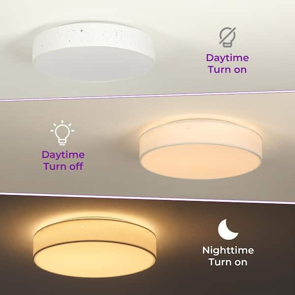 TOZING 15 in. Modern White Round Satin Integrated LED Flush Mount