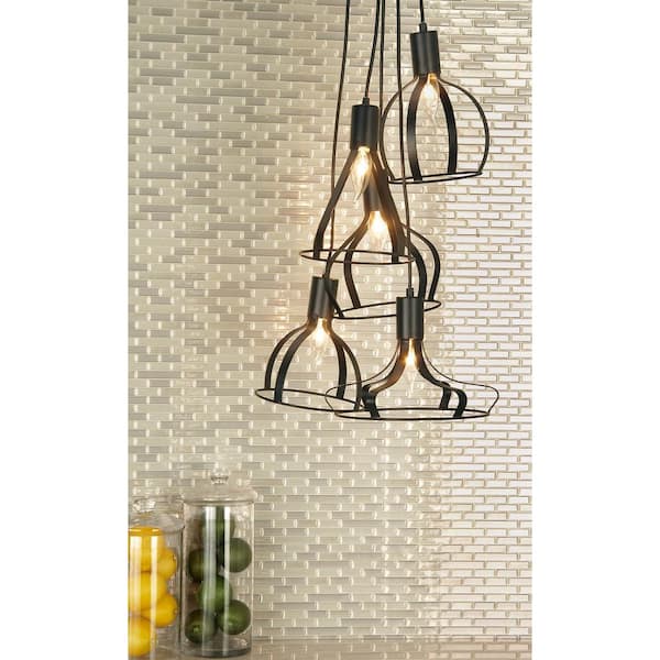 Litton Lane 5-Light Matte Gray Iron Strips Pendant