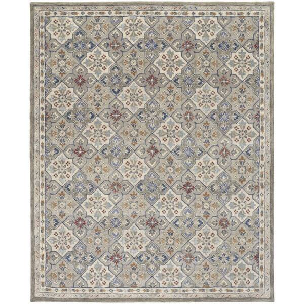 HomeRoots 2 ft. x 8 ft. Taupe, Ivory Patchwork Area Rug