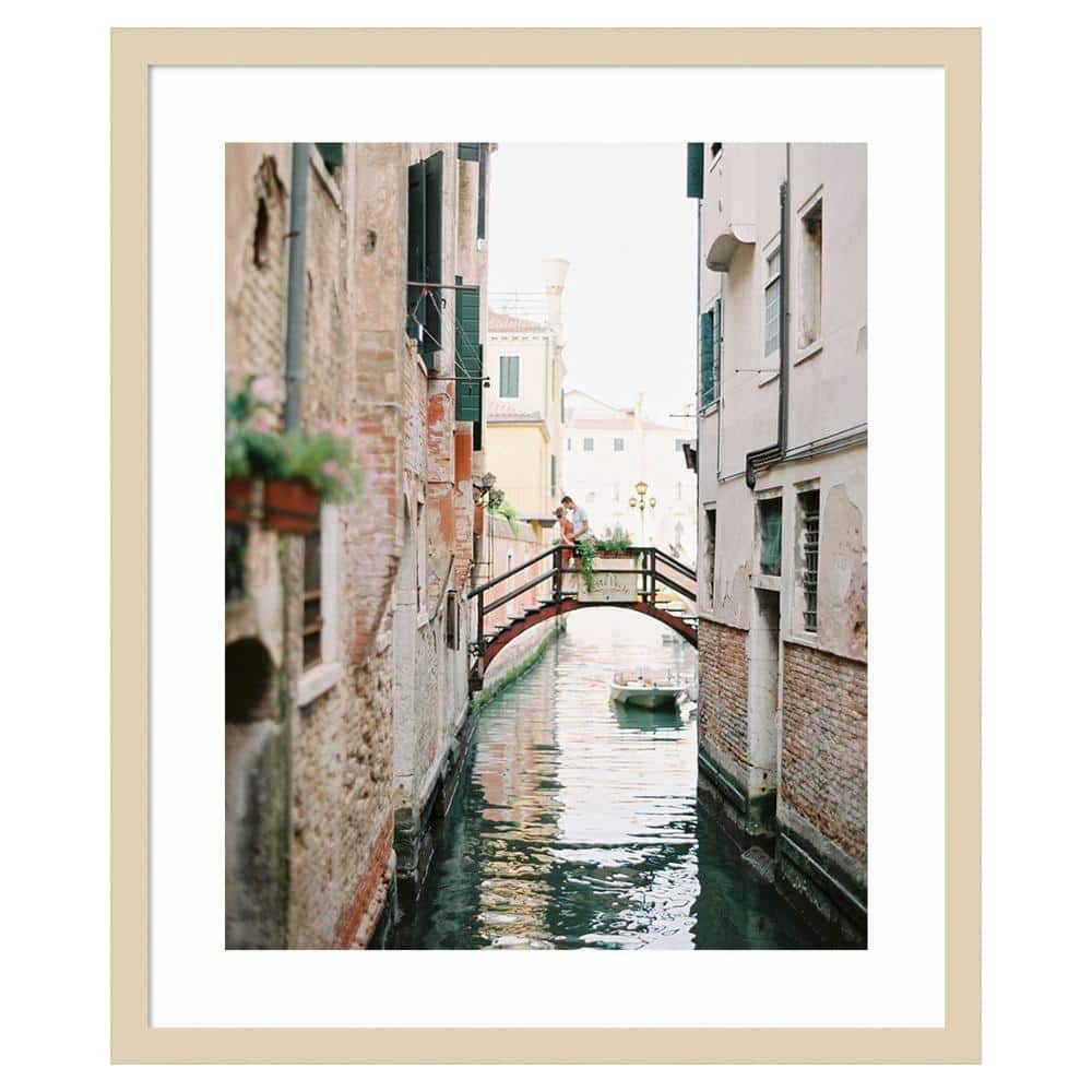 Love in Italy 21"x25" Beige Wood Framed Wall Art Print