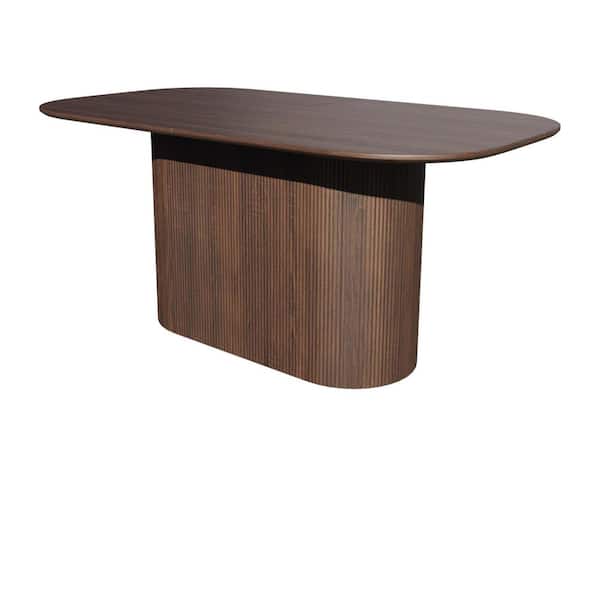 Tenleaf 63 in. Brown MDF Wood Outdoor Dining Table for 4-8 Person