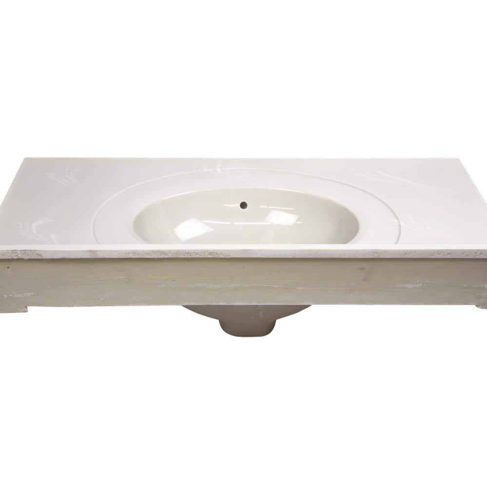 Ivory Swirl 37-Inch Cultured Marble Vanity Top with Backsplash