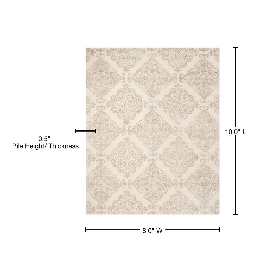 Elegant Ivory & Beige Hand-Tufted Wool Area Rug 8' x 10'