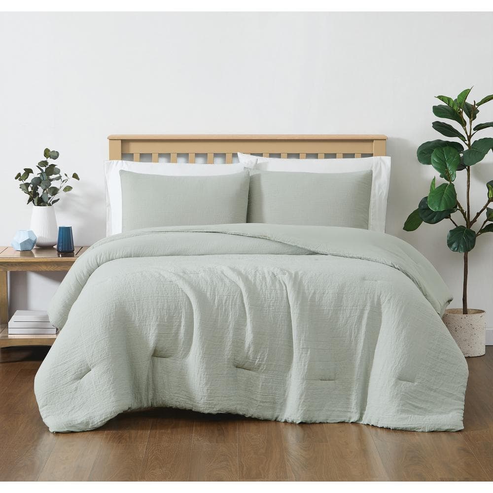 Truly Soft Cozy Gauze Grey King 3-Piece Microfiber Comforter Set