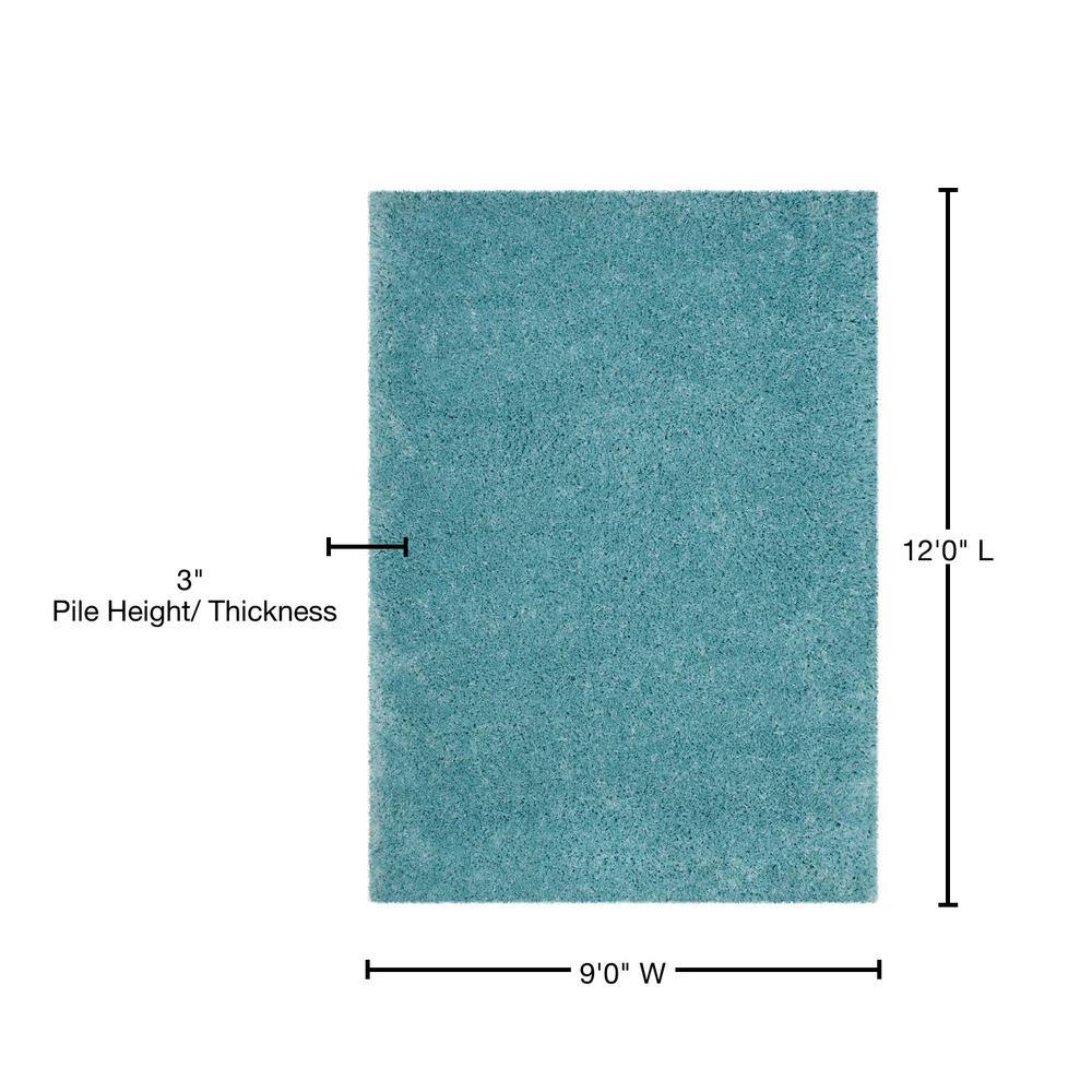 Blue 9' x 12' Solid Shag Synthetic Area Rug