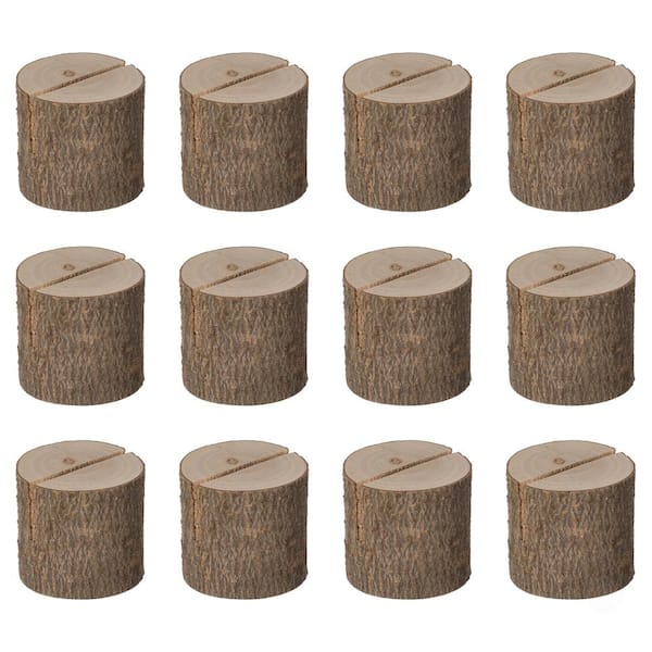 Vintiquewise Natural Wooden Rustic Table Wood Place Card Holder (Set of 20 Pieces)
