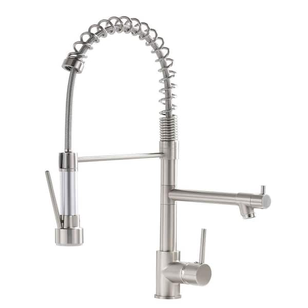 Unbranded Single Hole Single Handle Pull Down Sprayer Kitchen Faucet, Modern Kitchen Sink Faucet in Brushed Nickel