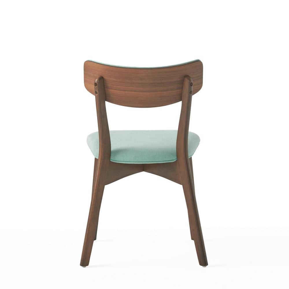 Mint Upholstered Side Chair with Natural Walnut Frame, Set of 2