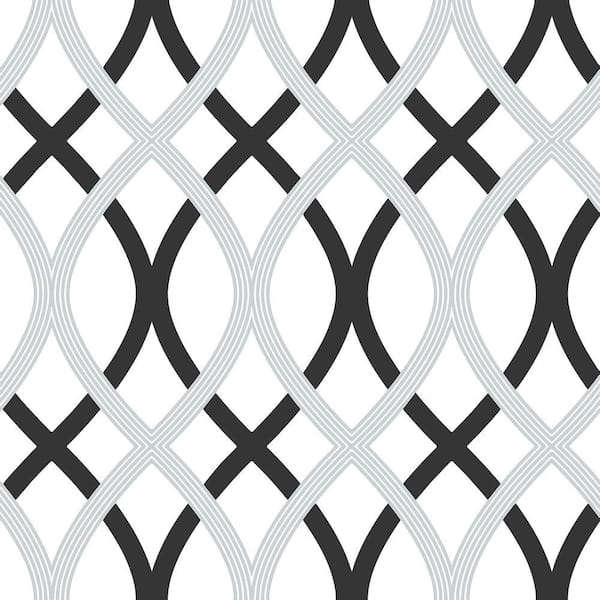 NuWallpaper Black And Silver Lattice Vinyl Peel & Stick Wallpaper Roll (Covers 30.75 Sq. Ft.)
