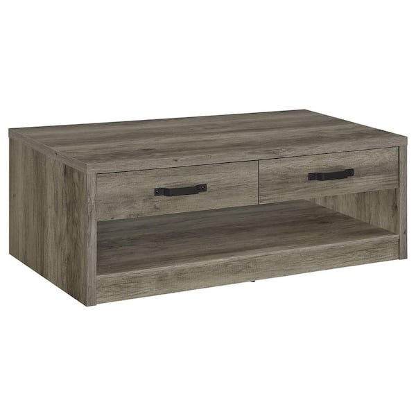 Coaster Felix 47.25 in. Gray Driftwood 2-Drawer Rectangle Engineered Wood Coffee Table