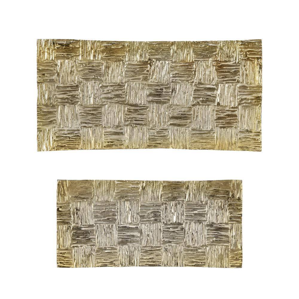 Gold Hand Made Cast Aluminum Rectangular Decorative Tray Set