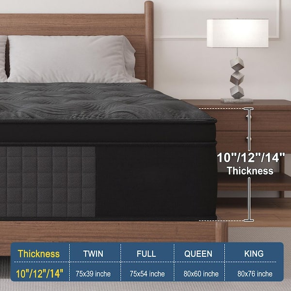 Skyhedon King Size Medium Firm 10 in. Cool Gel Memory Foam Hybrid