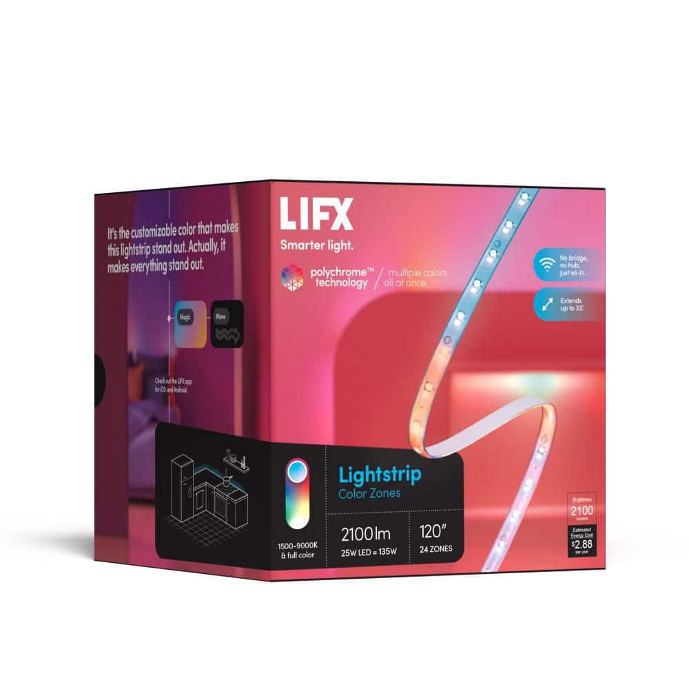 LIFX 120 in. Smart Multi-Color RGB+W Wi-Fi Plug-In LED Strip Light Kit, Works with Alexa/Hey Google/HomeKit/Siri, White -  LZ3EK3MUS