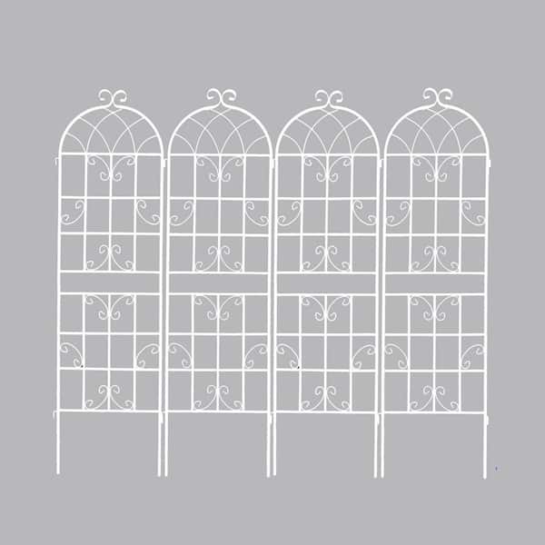Metal Garden Trellis 71 in. x 19.7 in. Rustproof Trellis for Climbing Plants, White (4-Pack)