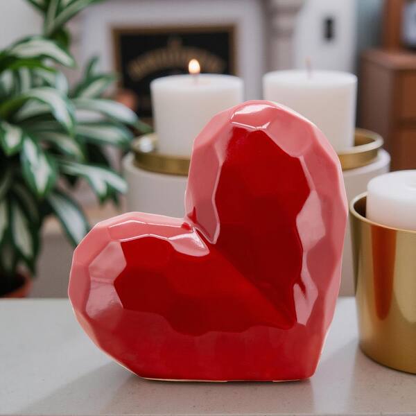 Liv & Skye Red 8 in. x 8 in. Ceramic Heart Sculpture 13216-11