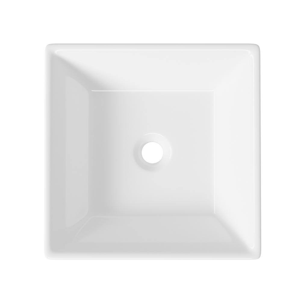 Naples 16.5" White Ceramic Square Vessel Sink