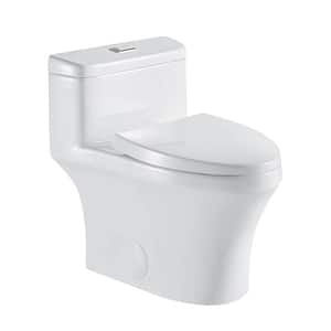 1-Piece 1.2 GPF Dual Flush Elongated Toilet in White