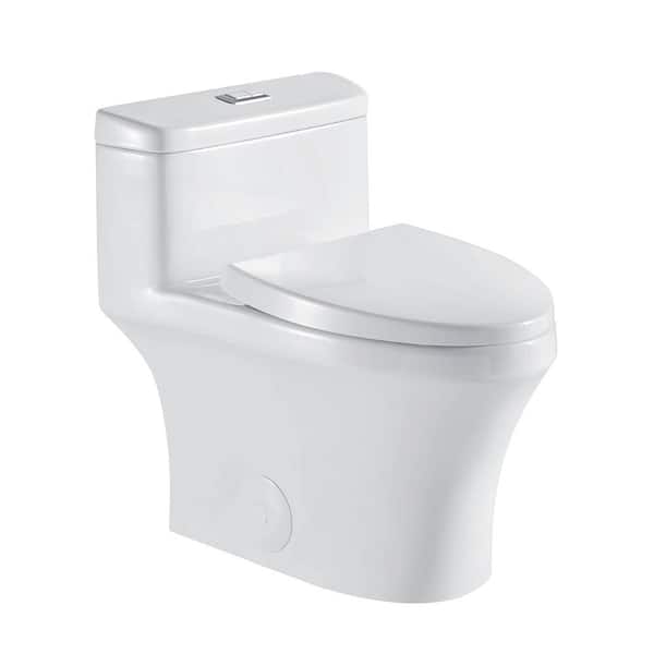 FINE FIXTURES 1-Piece 1.2 GPF Dual Flush Elongated Toilet in White