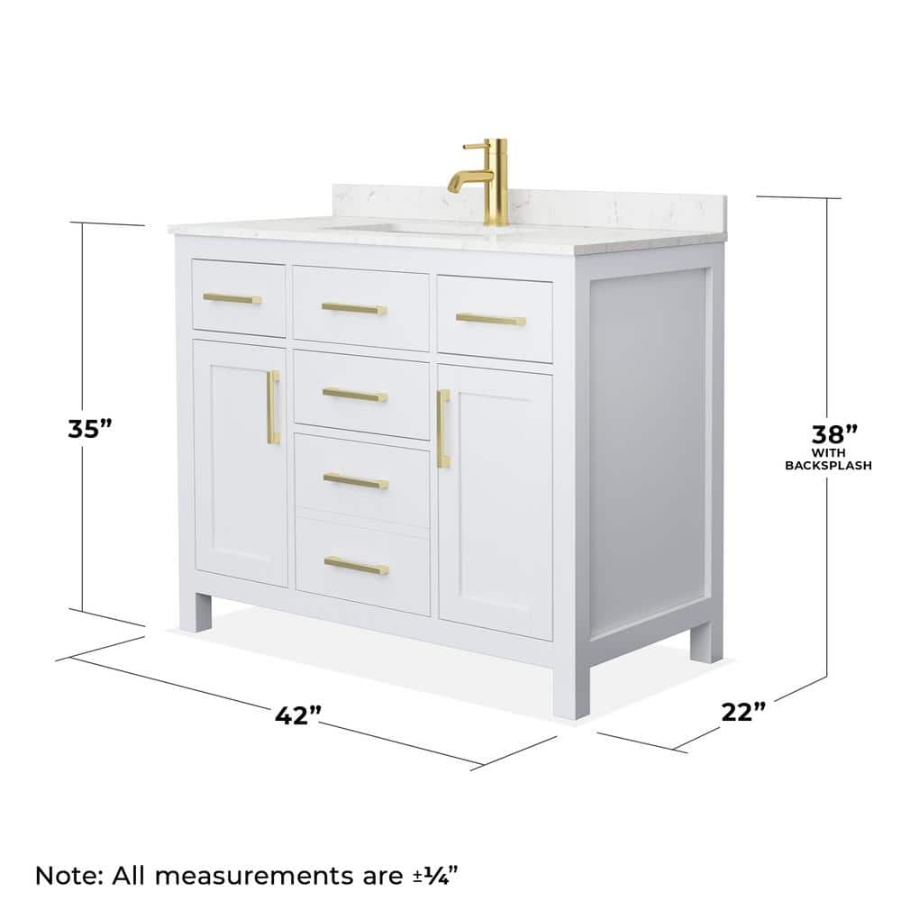 Beckett 42" White and Gold Single Bathroom Vanity