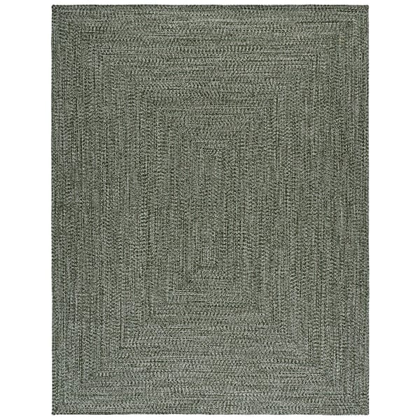 Braided 8 ft. x 10 ft. Dark Green Solid Color Modern Washable Area Rug