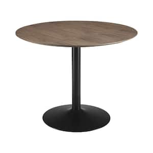 Modern Style 6 in. Black and Brown Wooden Pedestal Base Dining Table (Seats 4)