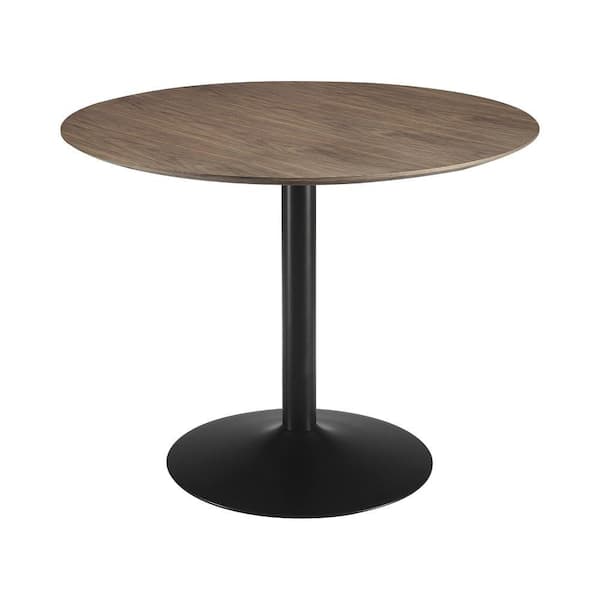 Benjara Modern Style 6 in. Black and Brown Wooden Pedestal Base Dining Table (Seats 4)