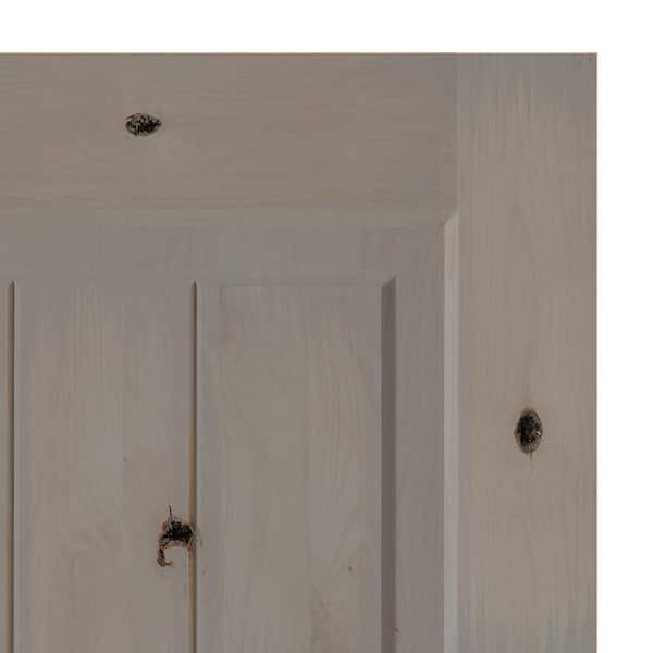 DIY RTA Kit 32 in. x 80 in. Knotty Alder Sq Top VG Right-Hand/Inswing Grey Stain Stain Wood Ready To Assemble Front Door