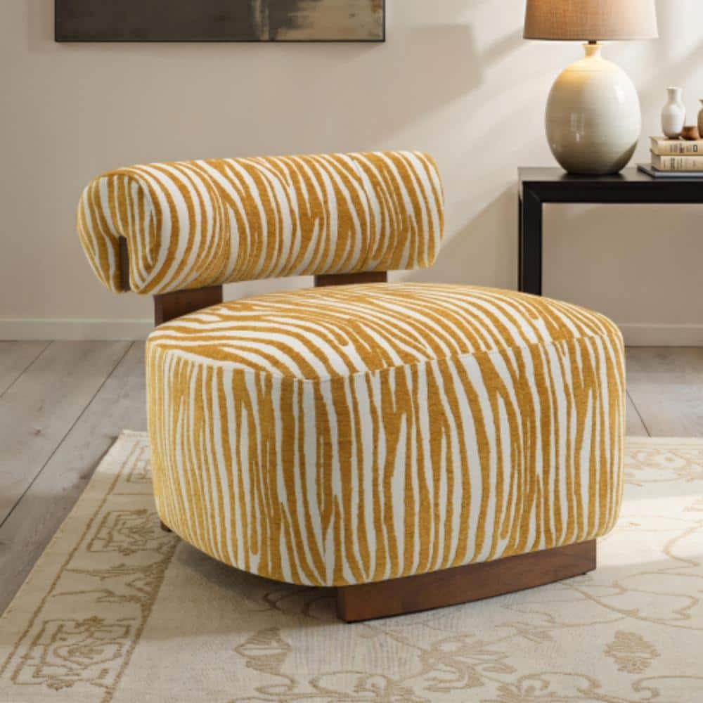 Contemporary Yellow Zebra-Print Accent Chair with Cylindrical Back price history on PriceWatchPro