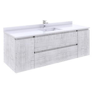 Formosa 58 in. W x 20 in. D x 19.5 in. H Modern Wall Hung Bath Vanity Cabinet Only in Rustic White without Top