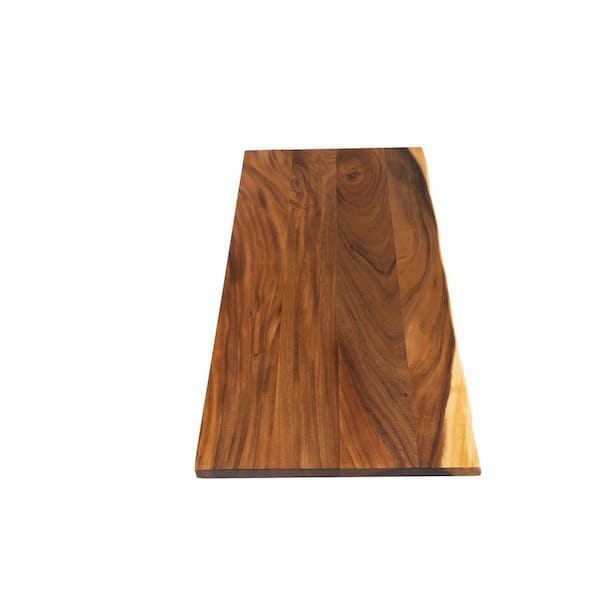 HARDWOOD REFLECTIONS 4 ft. L x 25 in. D Finished Acacia Solid Wood Butcher Block Countertop With Live Edge