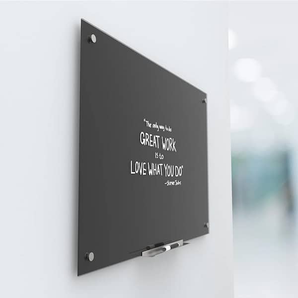 Magnetic Black Dry Erase Glass Board - Choose Size