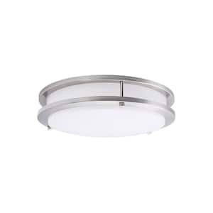 12 in. Brushed Nickel Dimmable LED 3000K Warm White Flush Mount Light Fixture