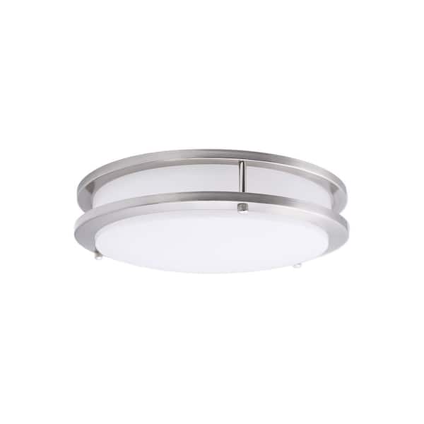 Lecoht 12 in. Brushed Nickel Dimmable LED 3000K Warm White Flush Mount Light Fixture