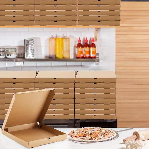 10Pcs 16 in. x 16 in. Corrugated Pizza Boxes, Grease Resistant Kraft Takeout Containers Packing Boxes for Cake
