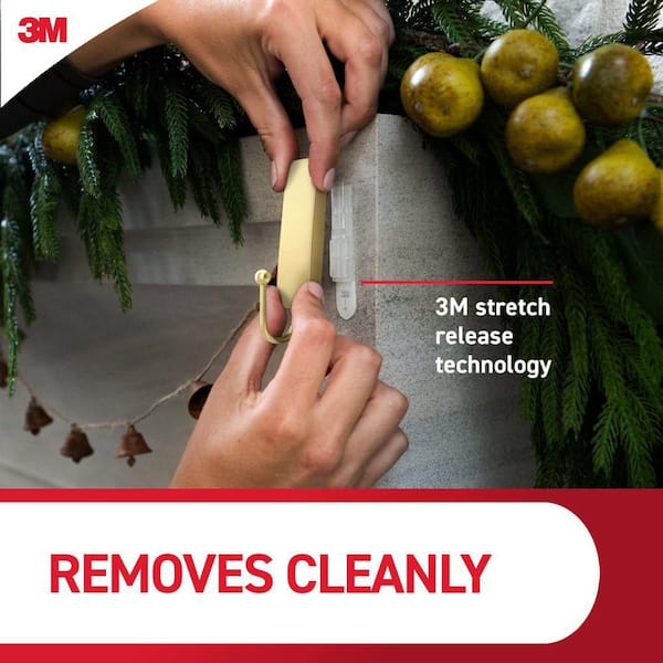 Medium Decorative Hooks, Matte Satin Brass, Damage Free Decorating, 1 Hook and 2 Strips