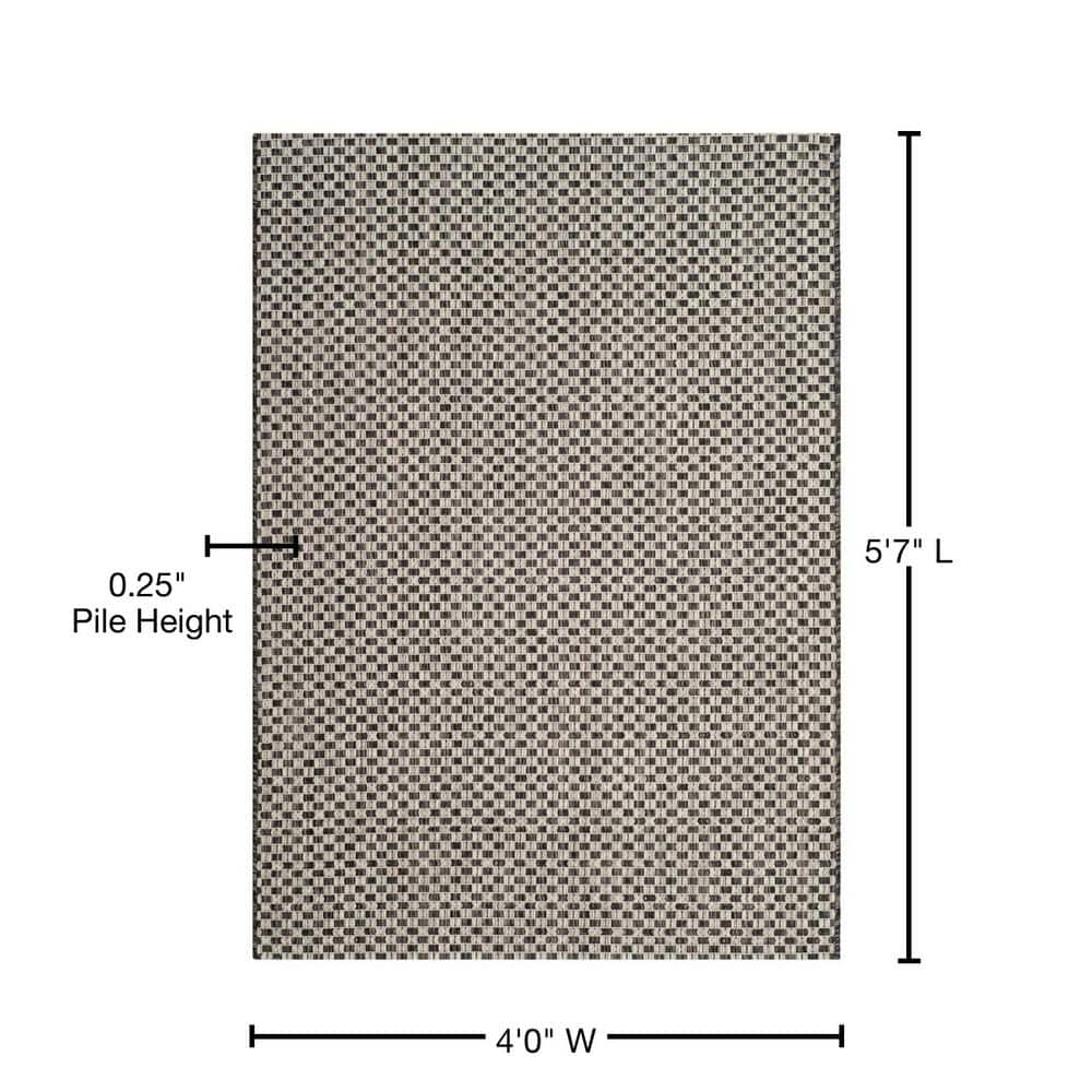 Gray Rectangular Synthetic Easy Care Indoor/Outdoor Rug