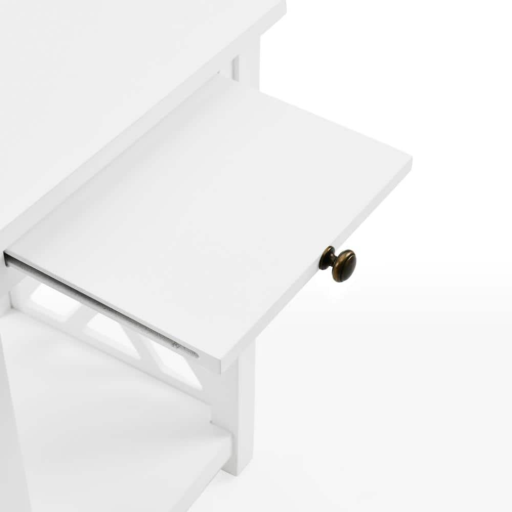 Coventry Pine Wood End Table with Tray Shelf in White