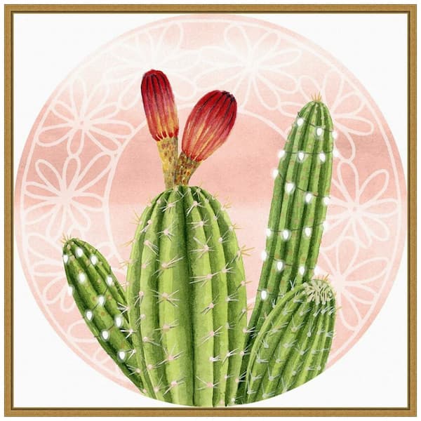 Amanti Art 22 in. Christmas Cactus Collection C Christmas Holiday Framed Canvas Box Wall Art