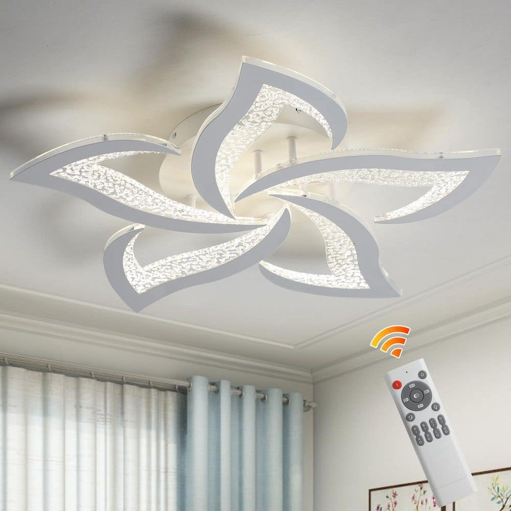 Genoci 23.6 in. 48-Watt Modern Flower White Dimmable Integrated