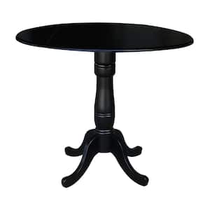 Laurel Black Solid Wood 42 in. Drop-leaf Counter-height Table