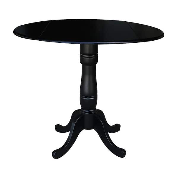 International Concepts Laurel Black Solid Wood 42 in. Drop-leaf Counter-height Table