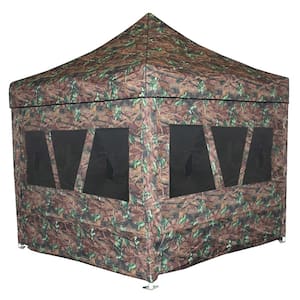 2 in 1 Hunting Blind and Instant Pop-Up Tent 10 ft. x 10 ft., Guy Ropes, Stakes, Camouflage