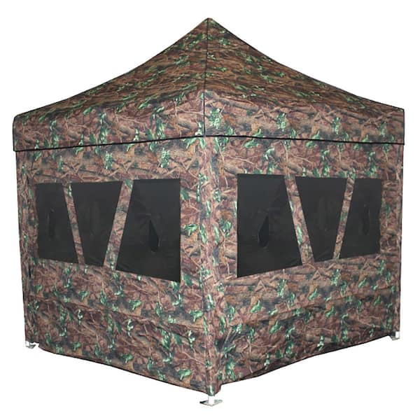 King Canopy 2 in 1 Hunting Blind and Instant Pop-Up Tent 10 ft. x 10 ft., Guy Ropes, Stakes, Camouflage