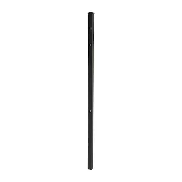 FORGERIGHT 84 in. x 5 ft. Osprey Black Aluminum Fence Line Post with Flat Cap