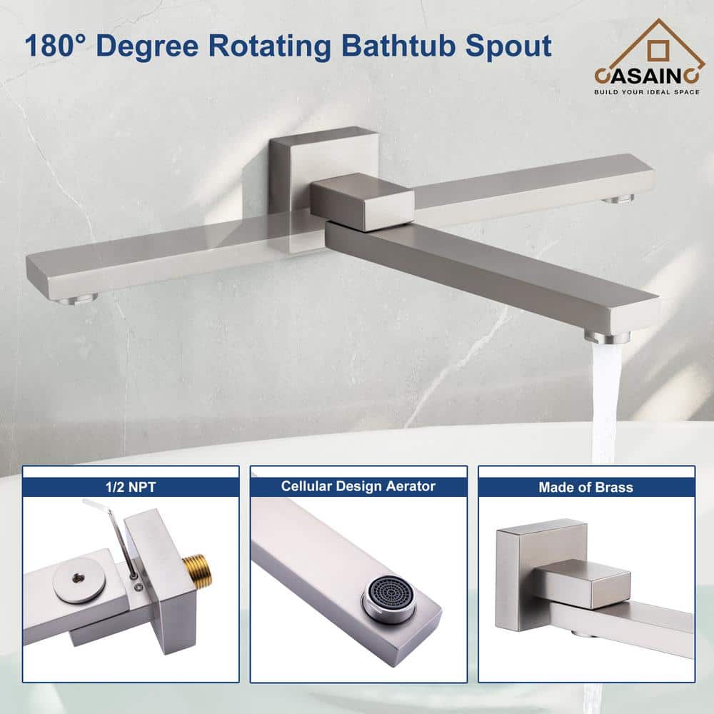 Brushed Nickel Ceiling Mounted Rain Shower System with Handheld