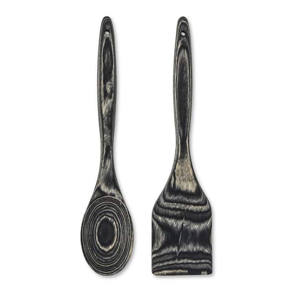 Black 2 Pieces Pakkawood Spoon and Turner Set