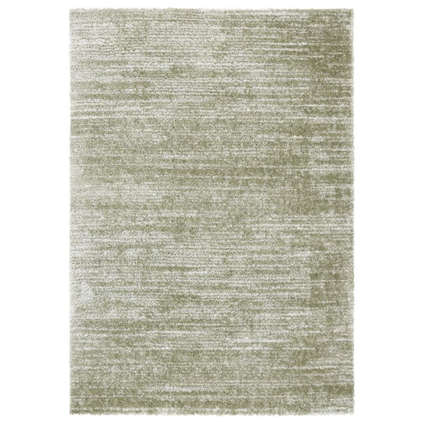 Tahoe Shag 5 ft. x 7 ft. Sage/Ivory Abstract Area Rug