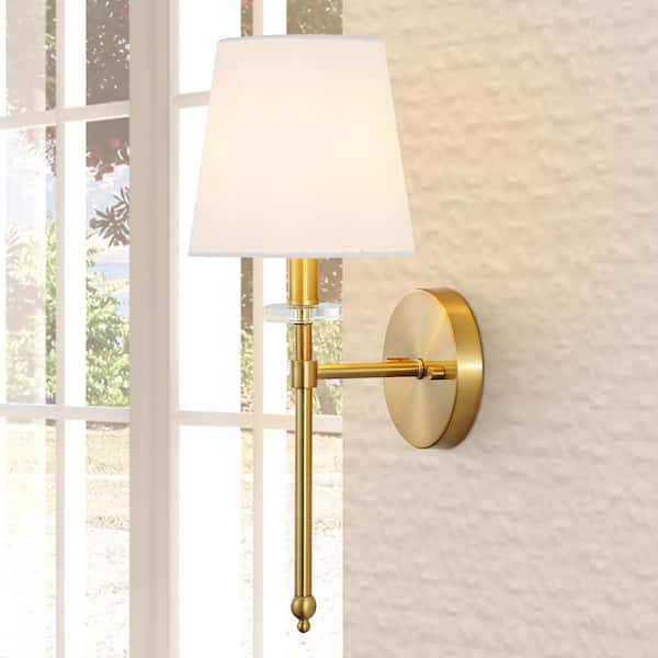 JONATHAN Y Olivia 6.5 in. 1-Light Brass Gold Modern Midcentury Iron LED Vanity Light