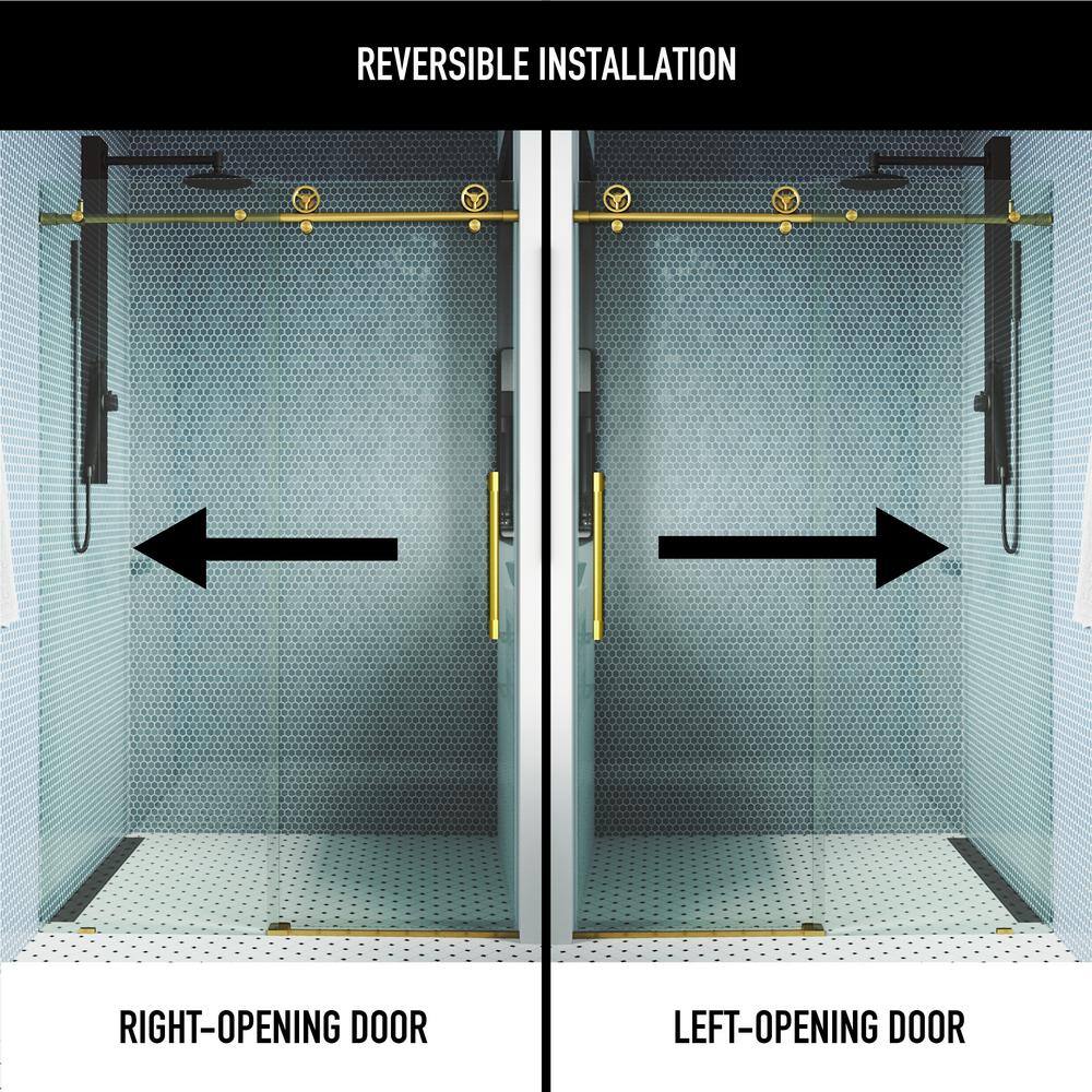 Cass 60" Frameless Sliding Shower Door with Matte Brushed Gold Finish