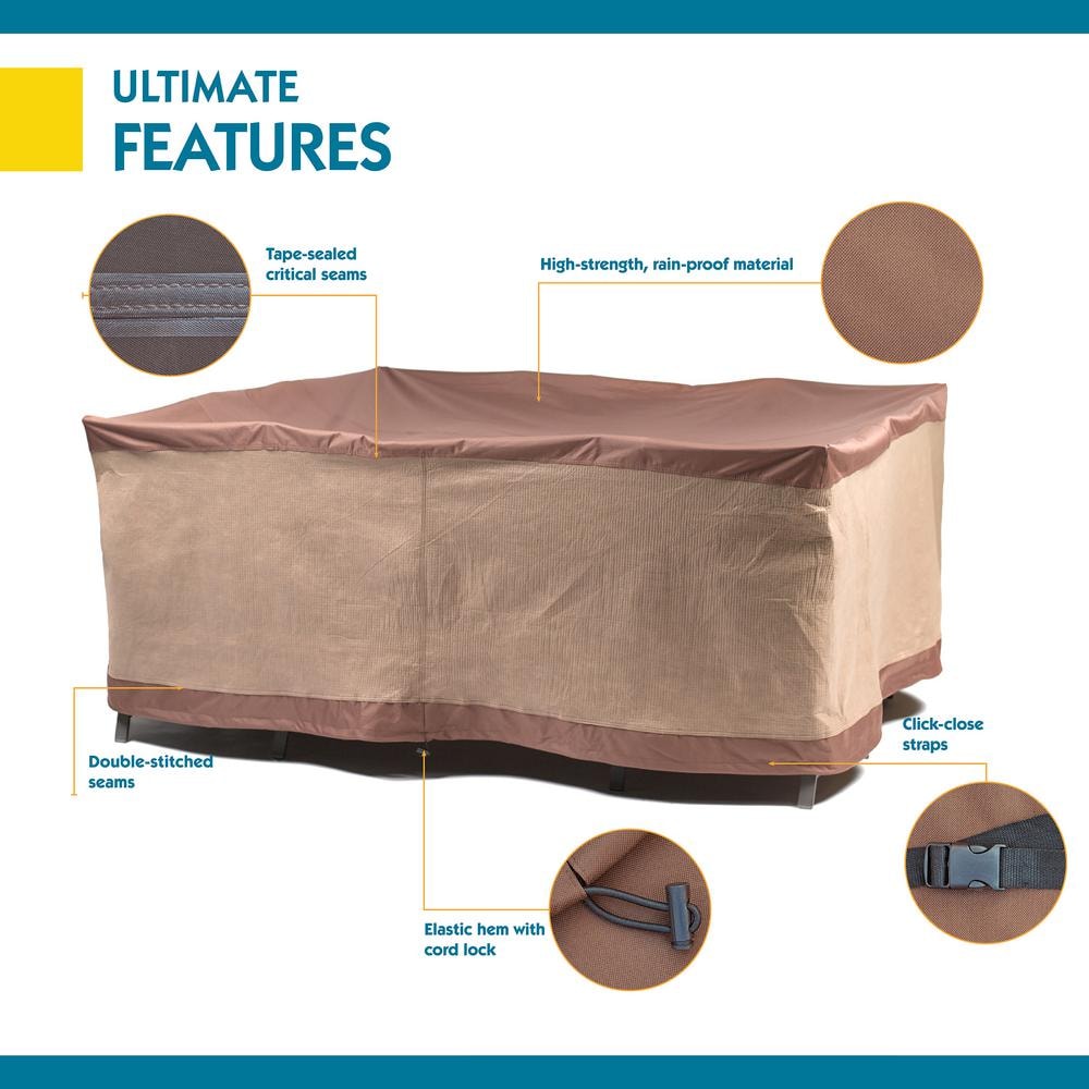 Ultimate Waterproof 92 Inch Beige and Brown Patio Table & Chair Set Cover